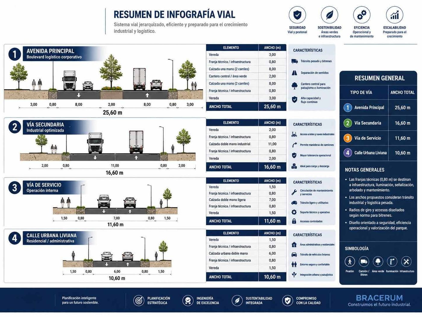 Resumo da infografia viária do Bracerum Park