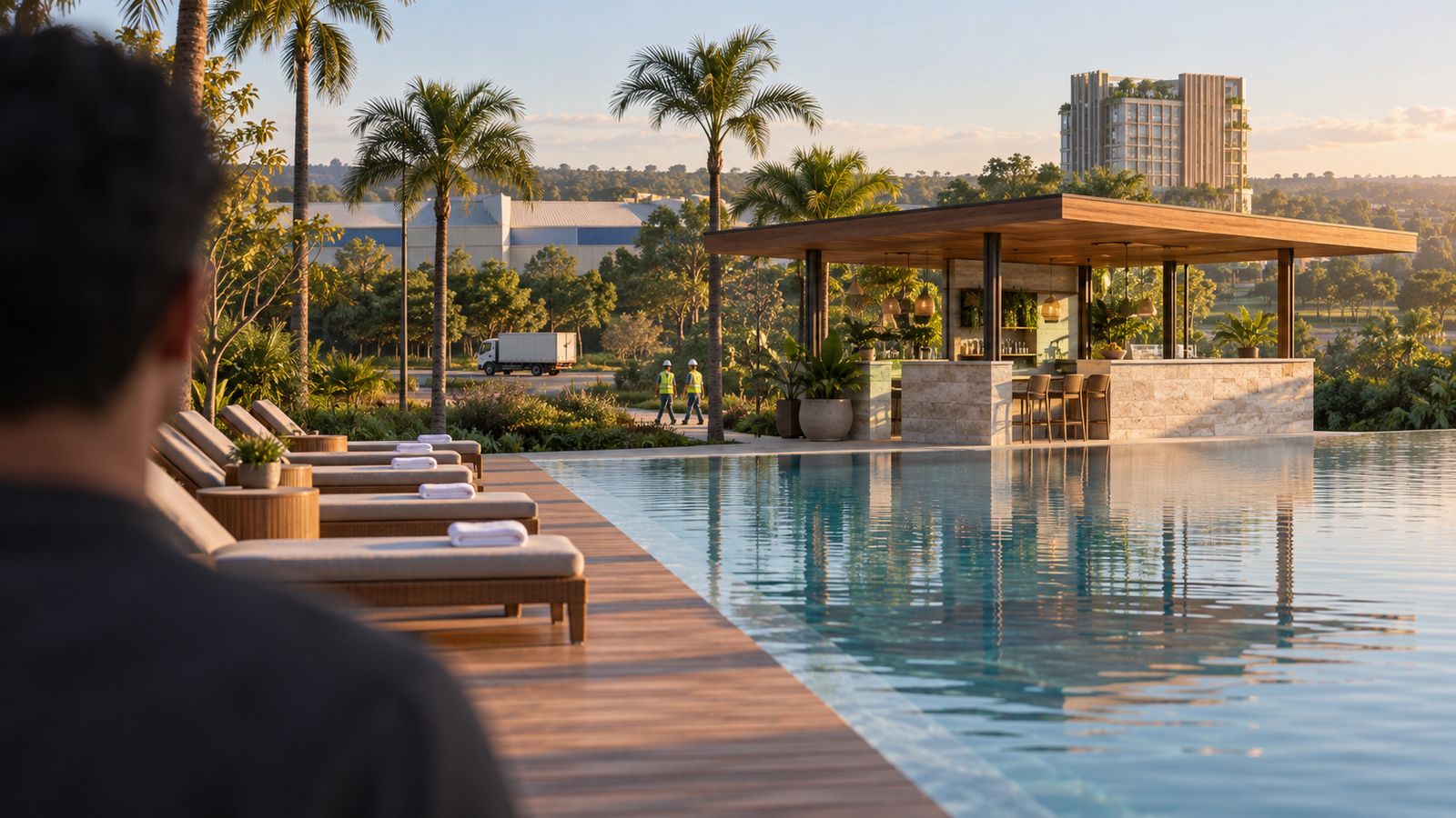 Piscina e quincho no setor de amenities