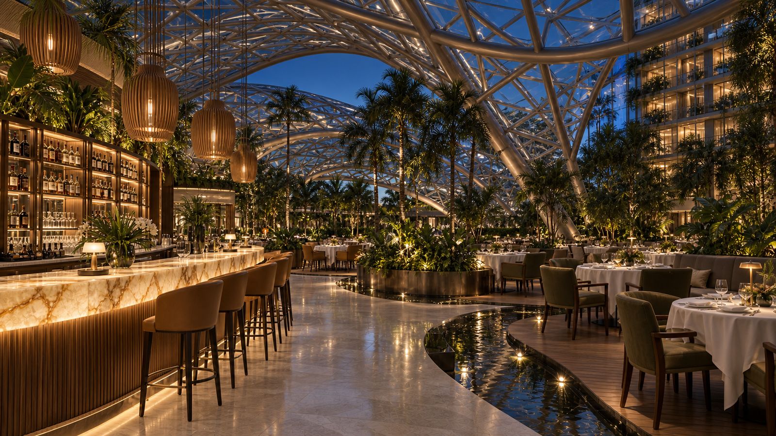 Restaurante sob a cúpula do Centro de Convenções
