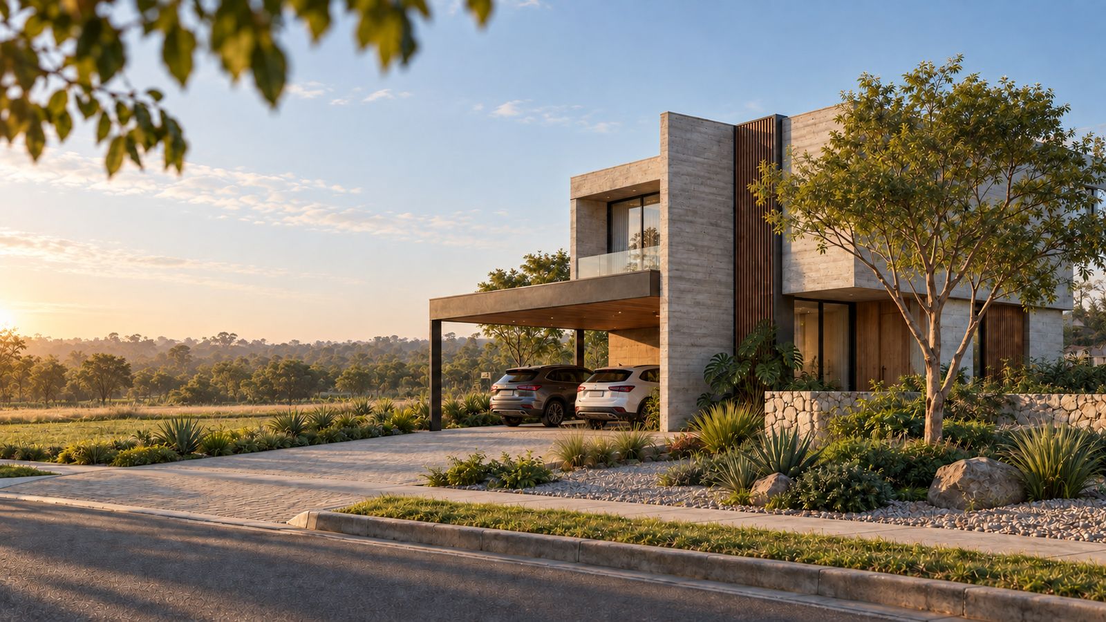 Residência com garagem coberta