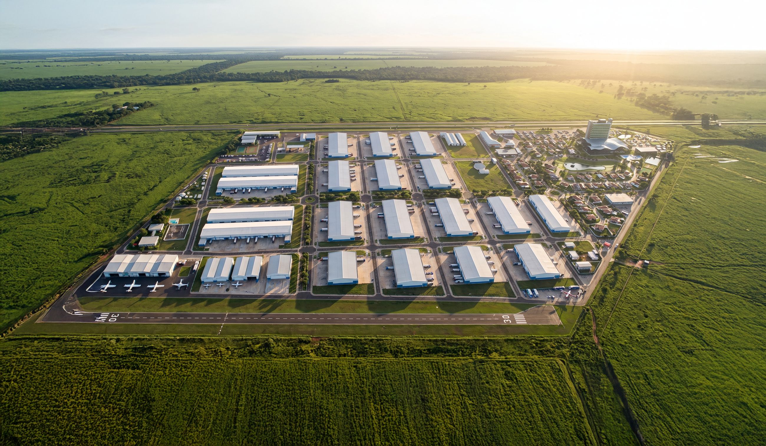 Vista aérea do masterplan do Bracerum Park em Villeta
